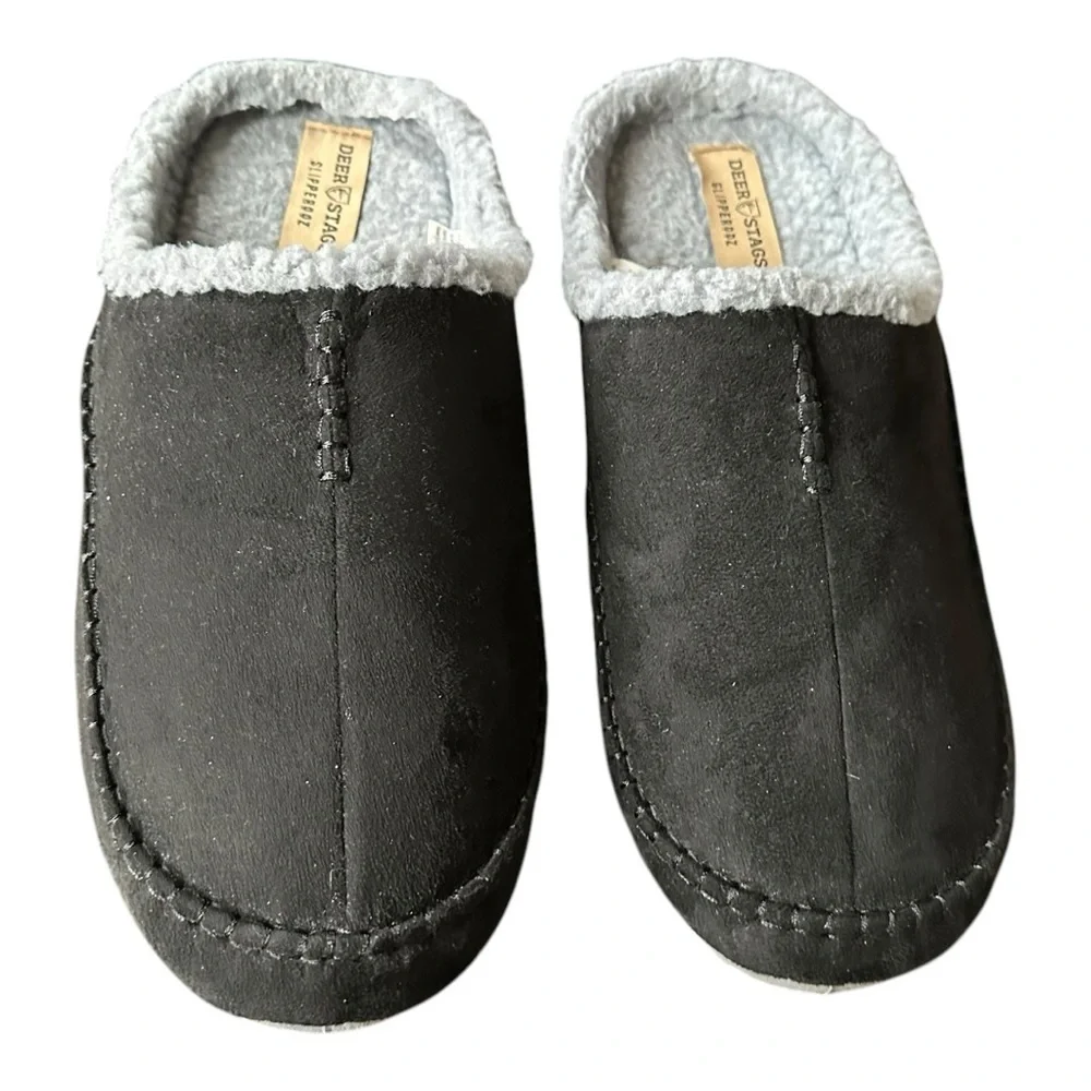 Deer Stags Men’s Nordic Faux Fur Flannel Slipper Indoor/Outdoor Sole Gray Sz 15